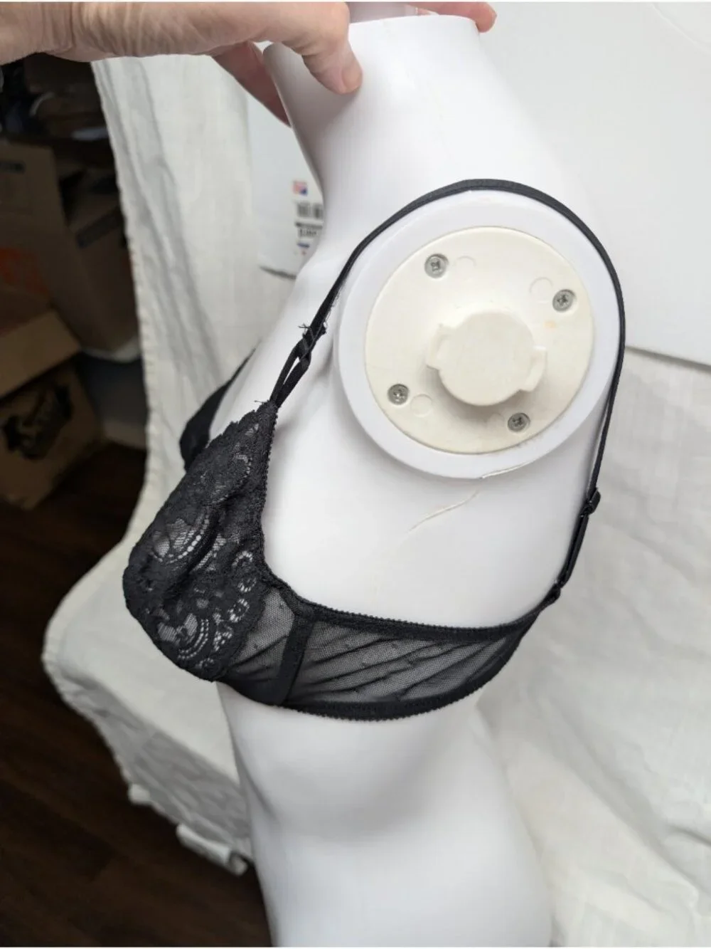 Vtg Victoria Secret Gold Label Black Lace Underwire Bra 36B Unlined 80s Made USA